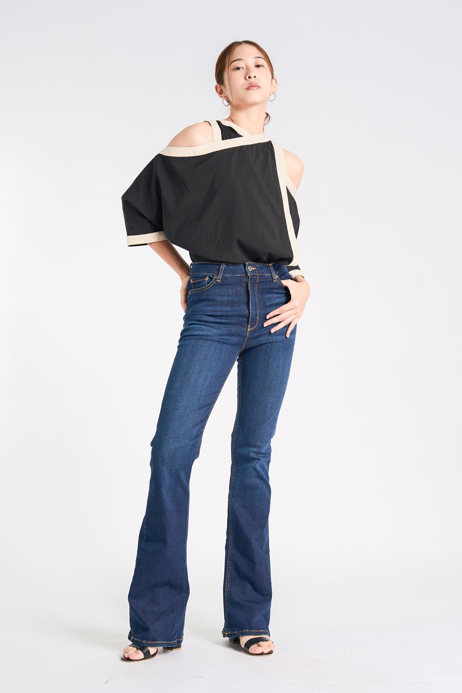 NYX Cold Shoulder Top (Black and Cream)