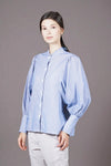 OSHIRO Bishop Sleeve Top (Blue Pinstripes)