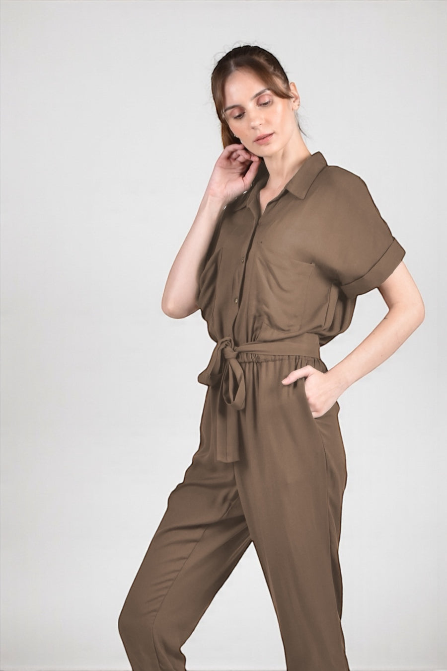ELUA Jumpsuit with Belt (Coffee)