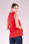SALVIA Side Collar Top (LIPSTICK RED)
