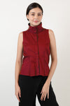 SHIREEN Sleeveless High Collar Top (Red)