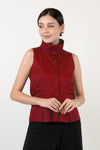 SHIREEN Sleeveless High Collar Top (Red)