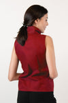 SHIREEN Sleeveless High Collar Top (Red)