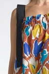 TARANEE Top with Draped Straps (Brown Printed)