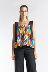 TARANEE Top with Draped Straps (Brown Printed)