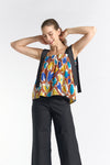 TARANEE Top with Draped Straps (Brown Printed)
