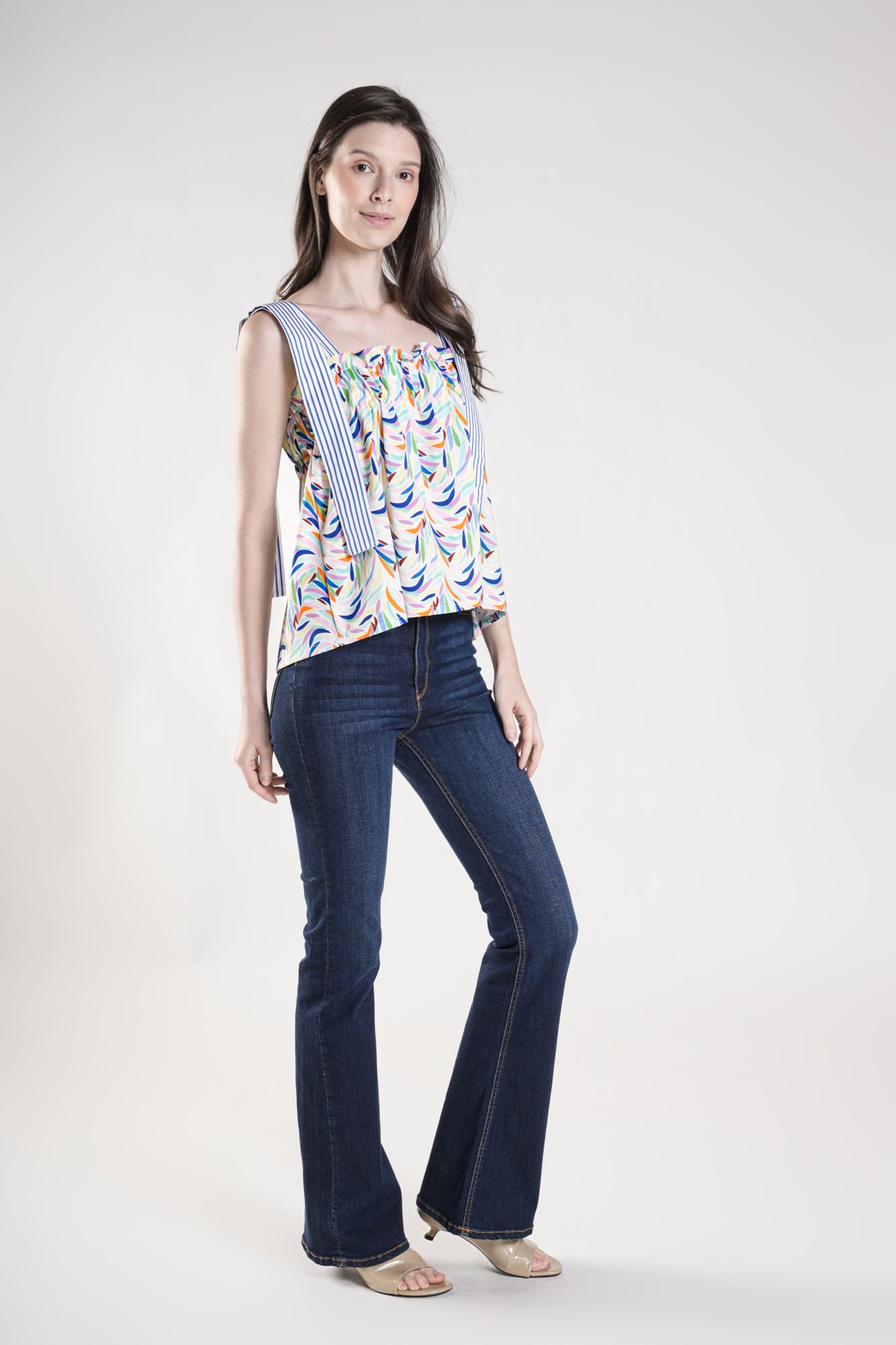 TARANEE Top with Draped Straps (Multi + Stripes)