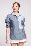 TIMARU Blocked Long Sleeved Top (DRK CHAMBRAY)