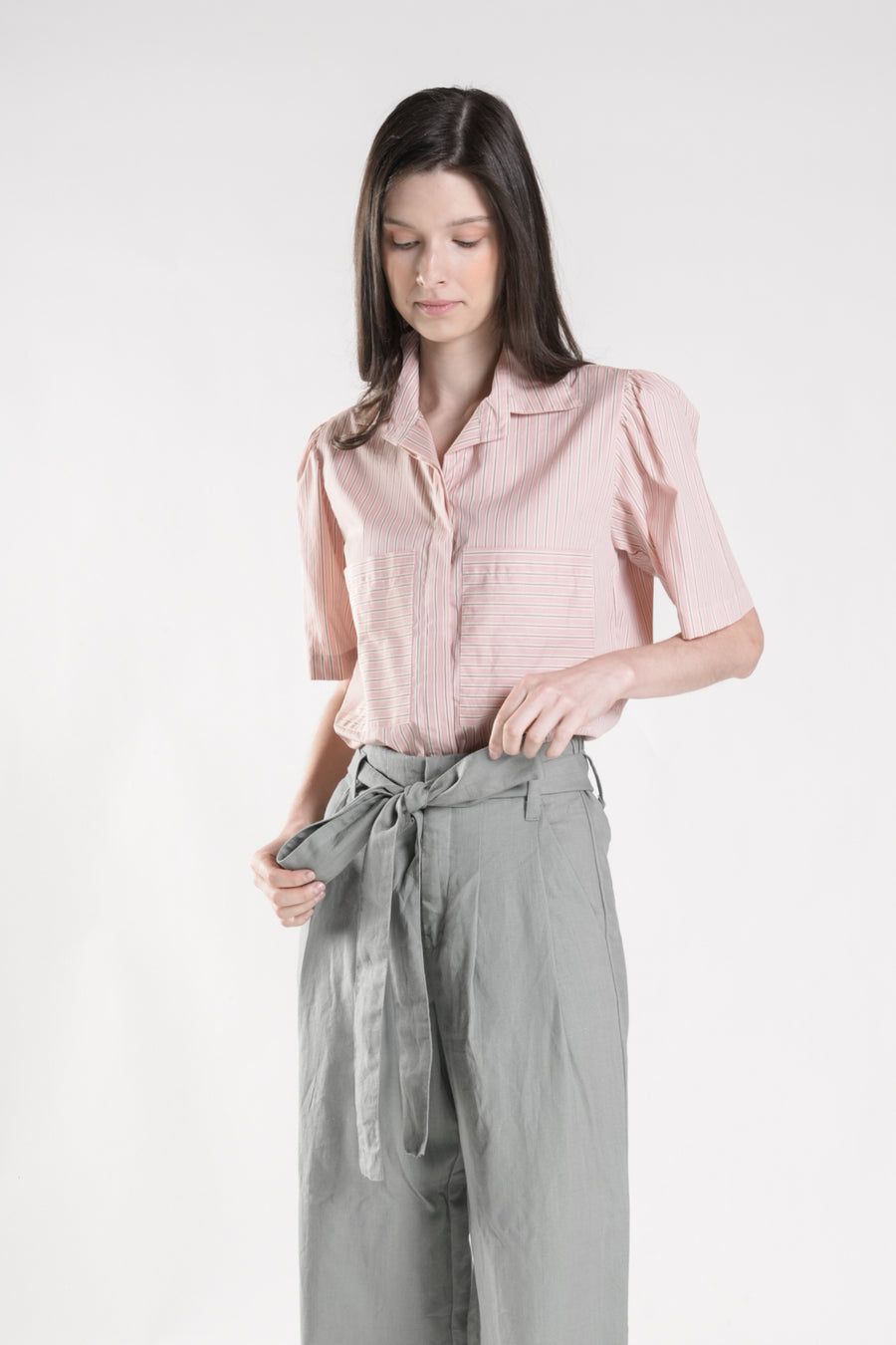TROCADERO Pleated Pants with Belt (SAGE)