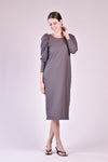 VINA Mutton Sleeve Midi Dress (GRAY)