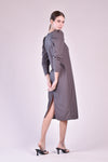 VINA Mutton Sleeve Midi Dress (GRAY)