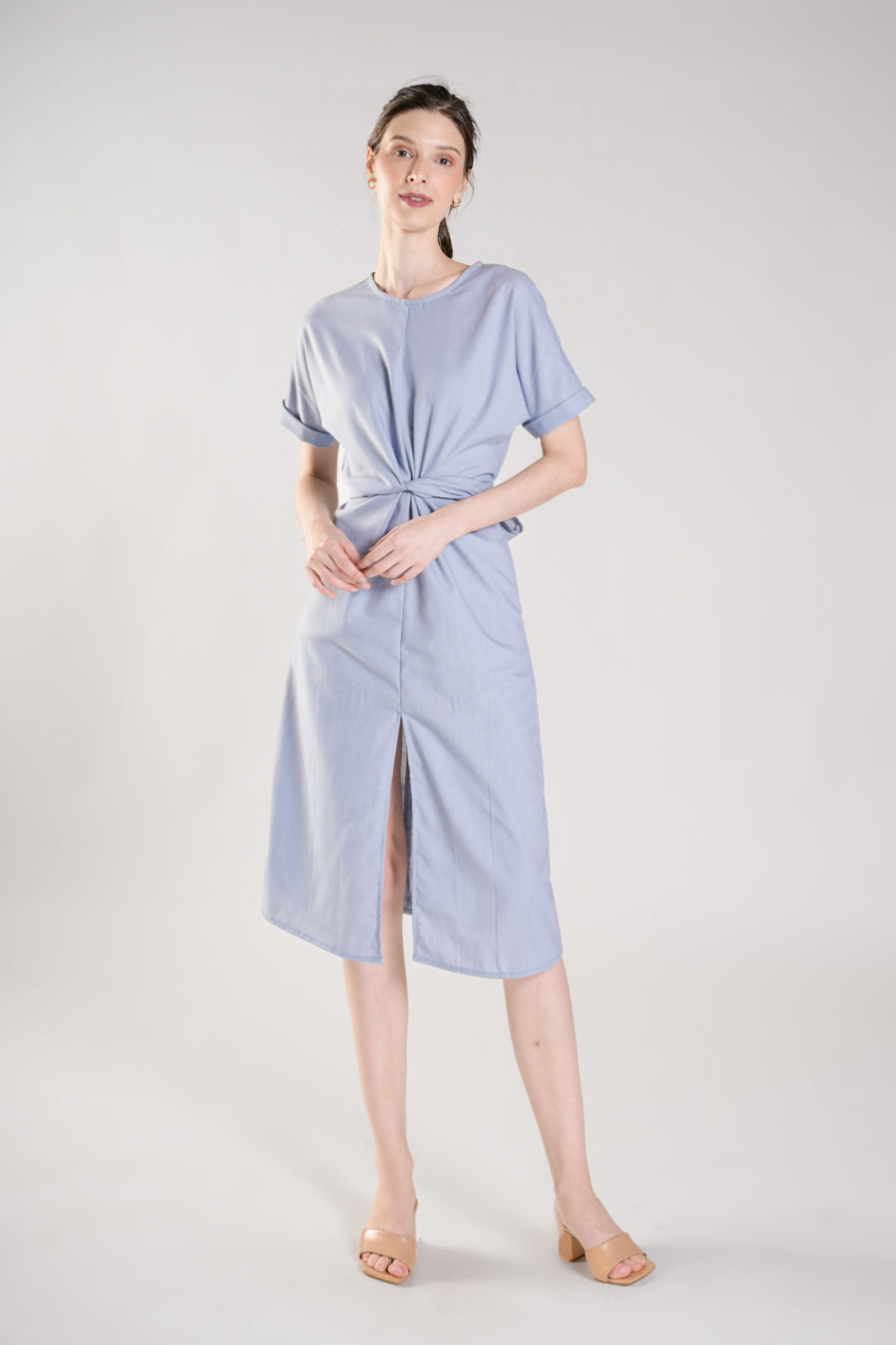 ANAMALAI Twist Front Slit Dress (SLATE BLUE)