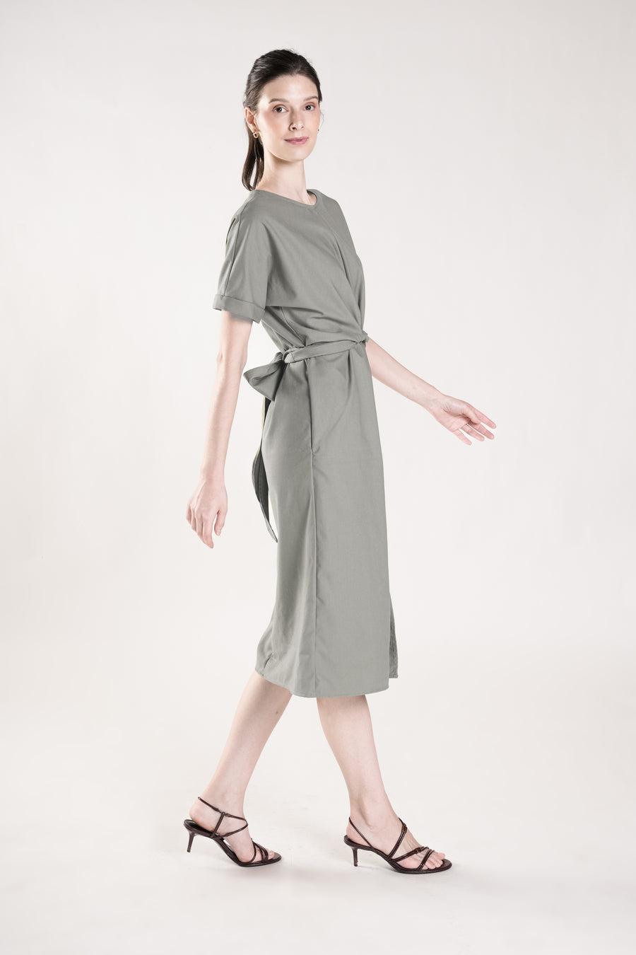 ANAMALAI Twist Front Slit Dress (MUTED SAGE)
