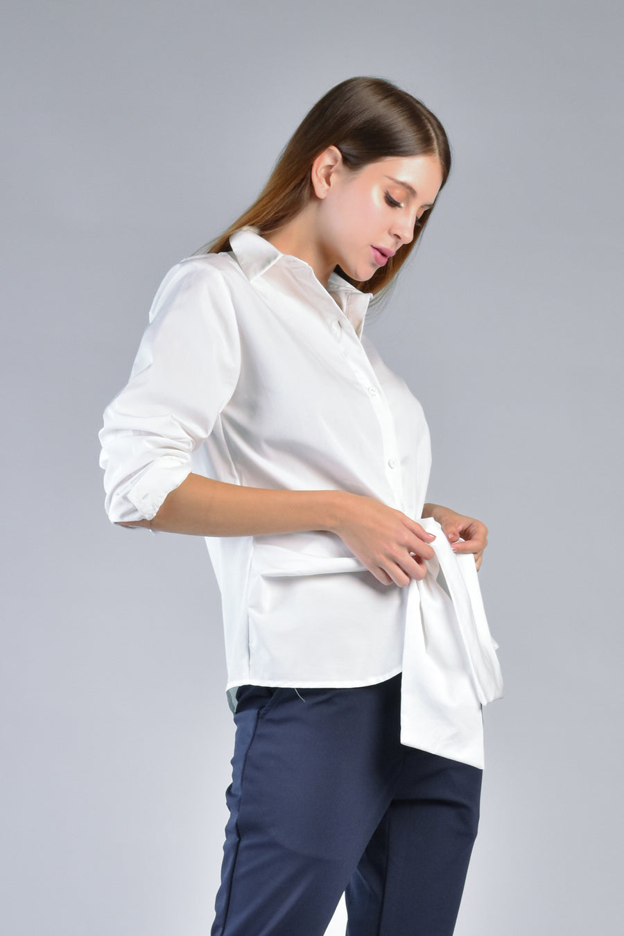 ARLES Draped Tie Shirt (Off White)