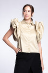 BEAUMONT Ruffle Sleeve Top (Tawny Beige)