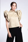 BEAUMONT Ruffle Sleeve Top (Tawny Beige)
