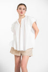 CASTELLANI Oversized Pleated Top (White)