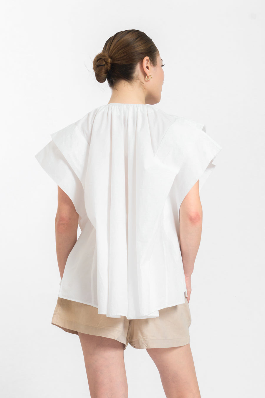 CASTELLANI Oversized Pleated Top (White)