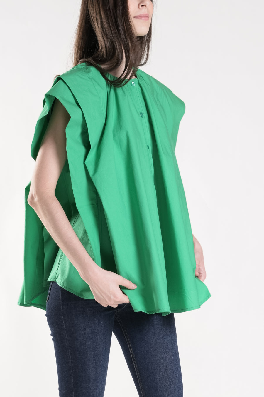CASTELLANI Oversized Pleated Top (Green)