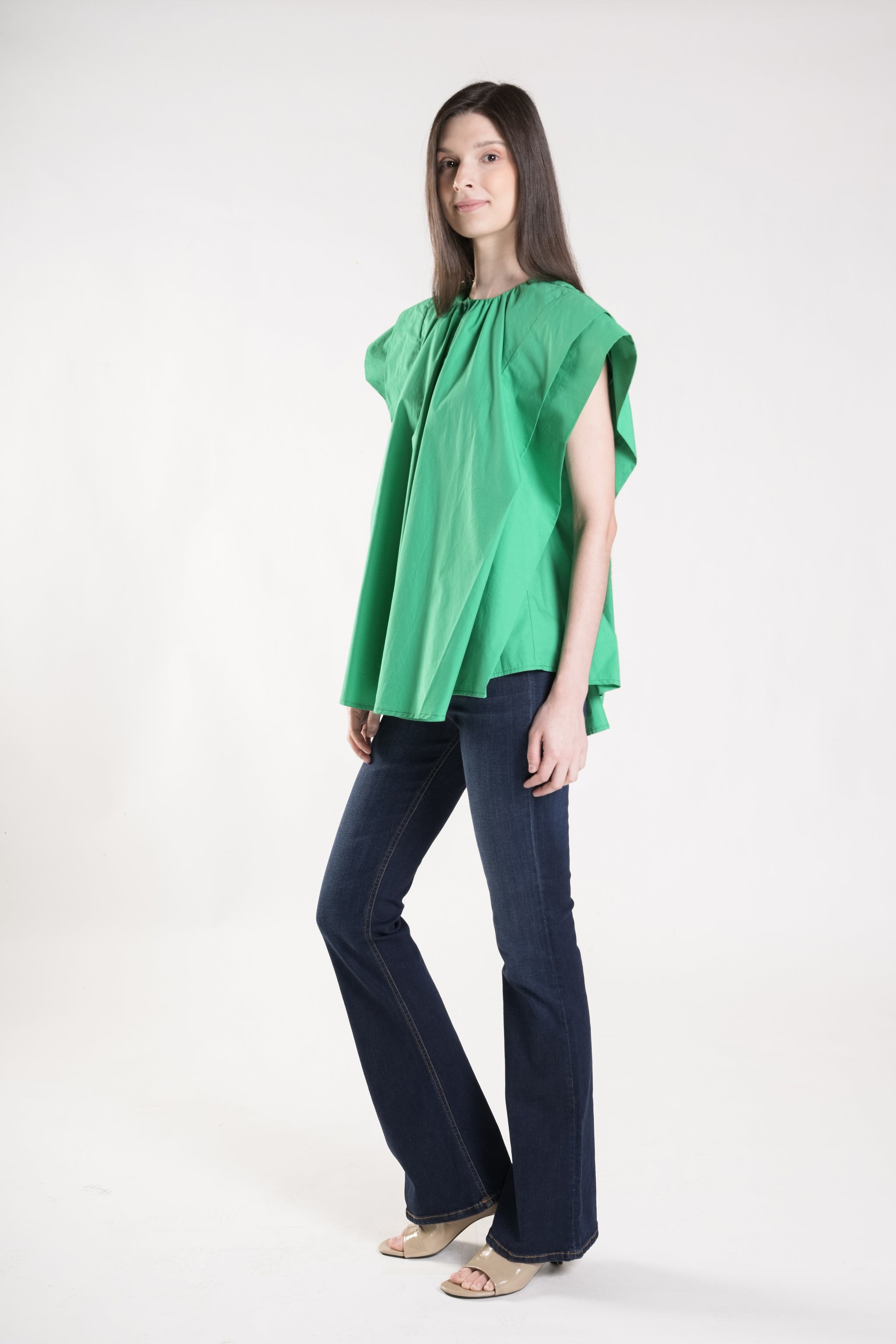 CASTELLANI Oversized Pleated Top (Green)