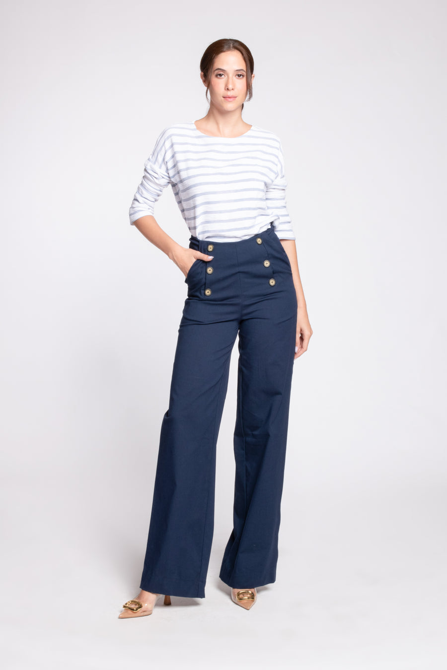 CLIVE Sailor High Waist Trousers (Navy)