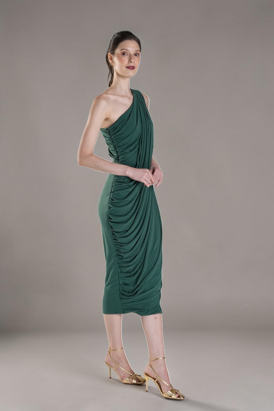 ROSIERS Asymmetrical Draped Midi Dress