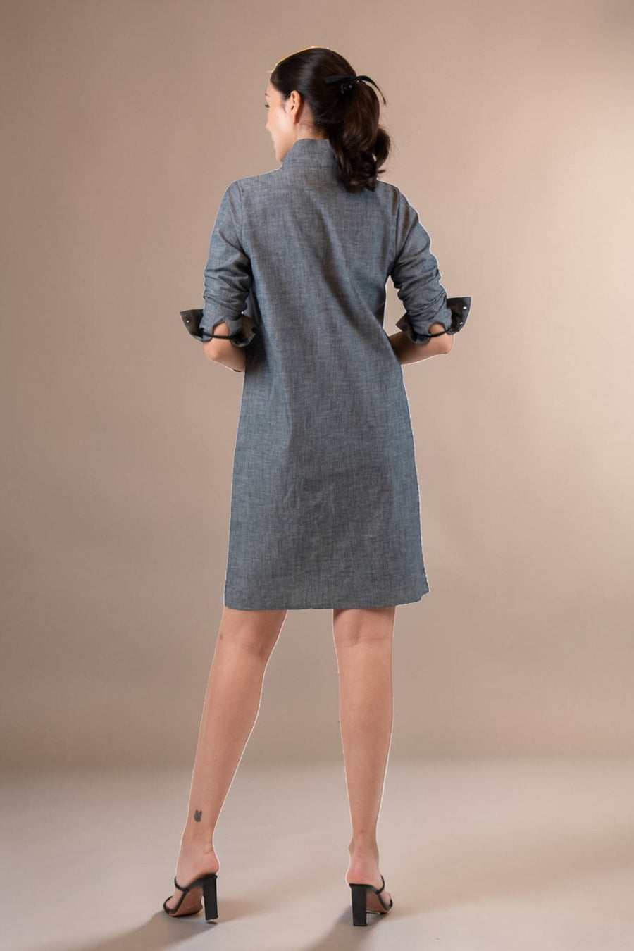 TAYLOR High Neck Dress (Chambray)