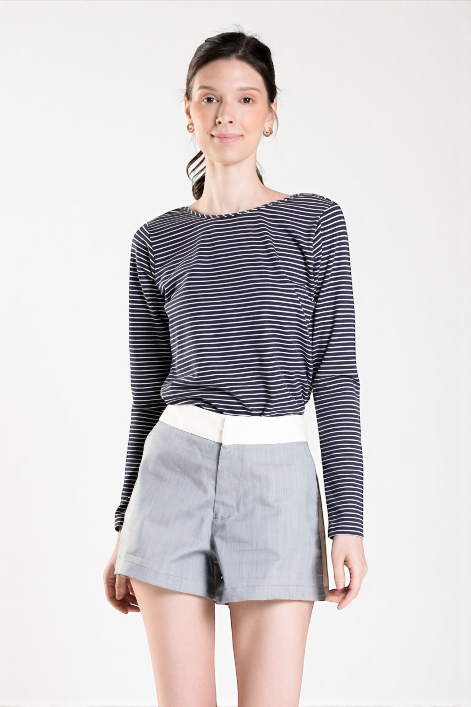 MORTES Color Blocked Shorts (Denim and Khaki)