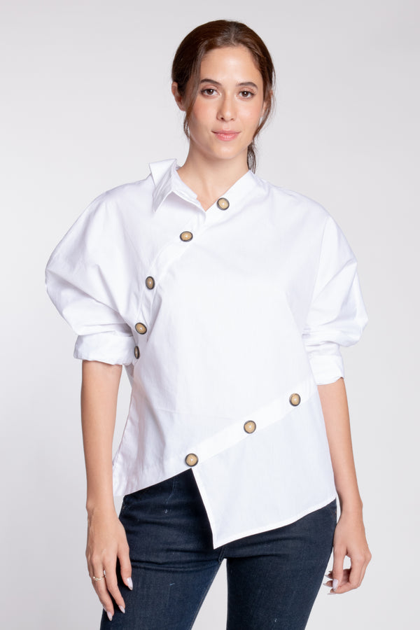 NAPIER MultiButton Dolman Top (WHITE) HEMLOCK CLOTHING