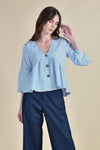 OCATA Bell Sleeve Top (Lt Chambray)