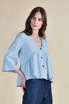 OCATA Bell Sleeve Top (Lt Chambray)