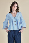 OCATA Bell Sleeve Top (Lt Chambray)