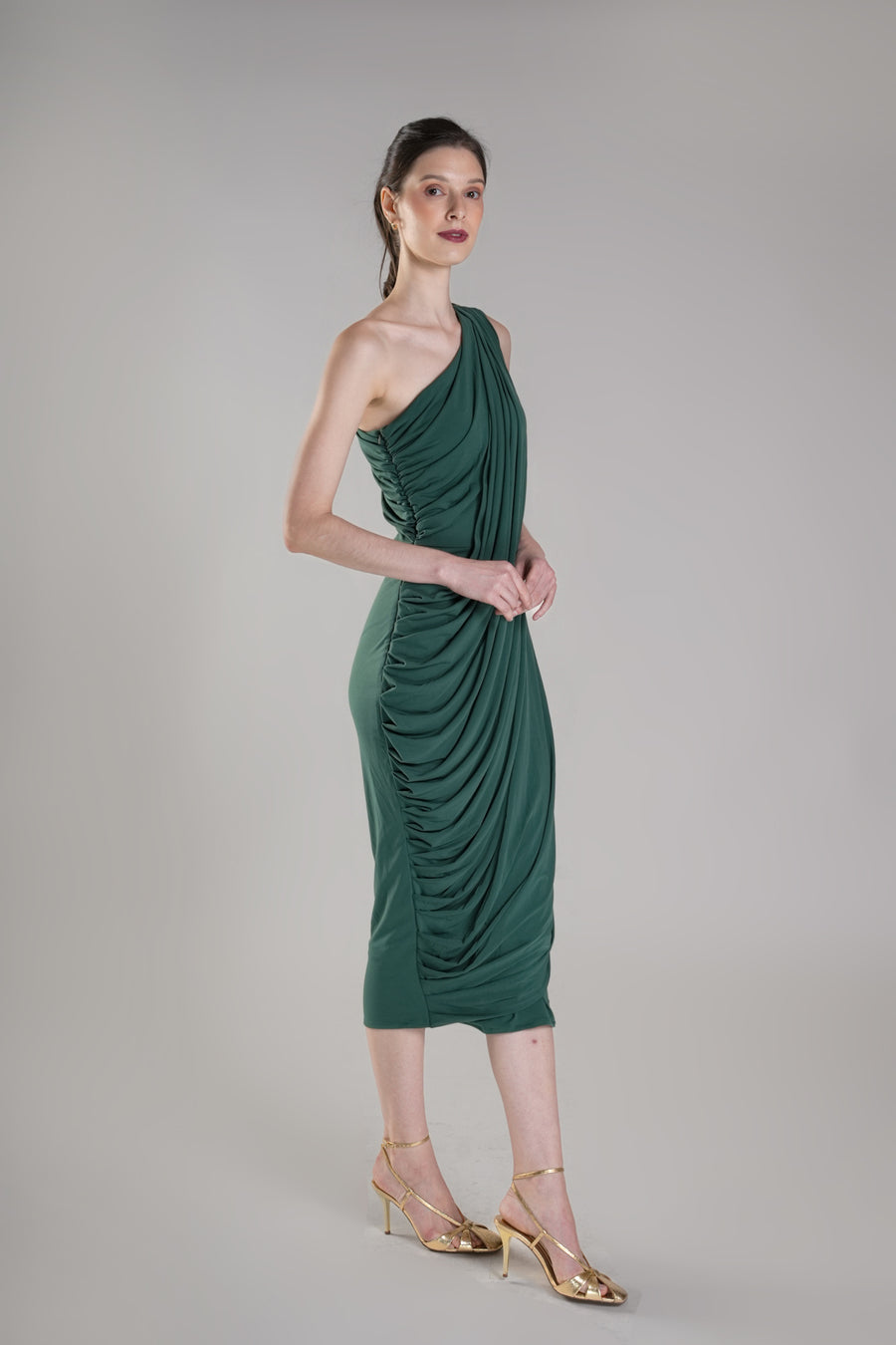 ROSIERS Asymmetrical Draped Midi Dress