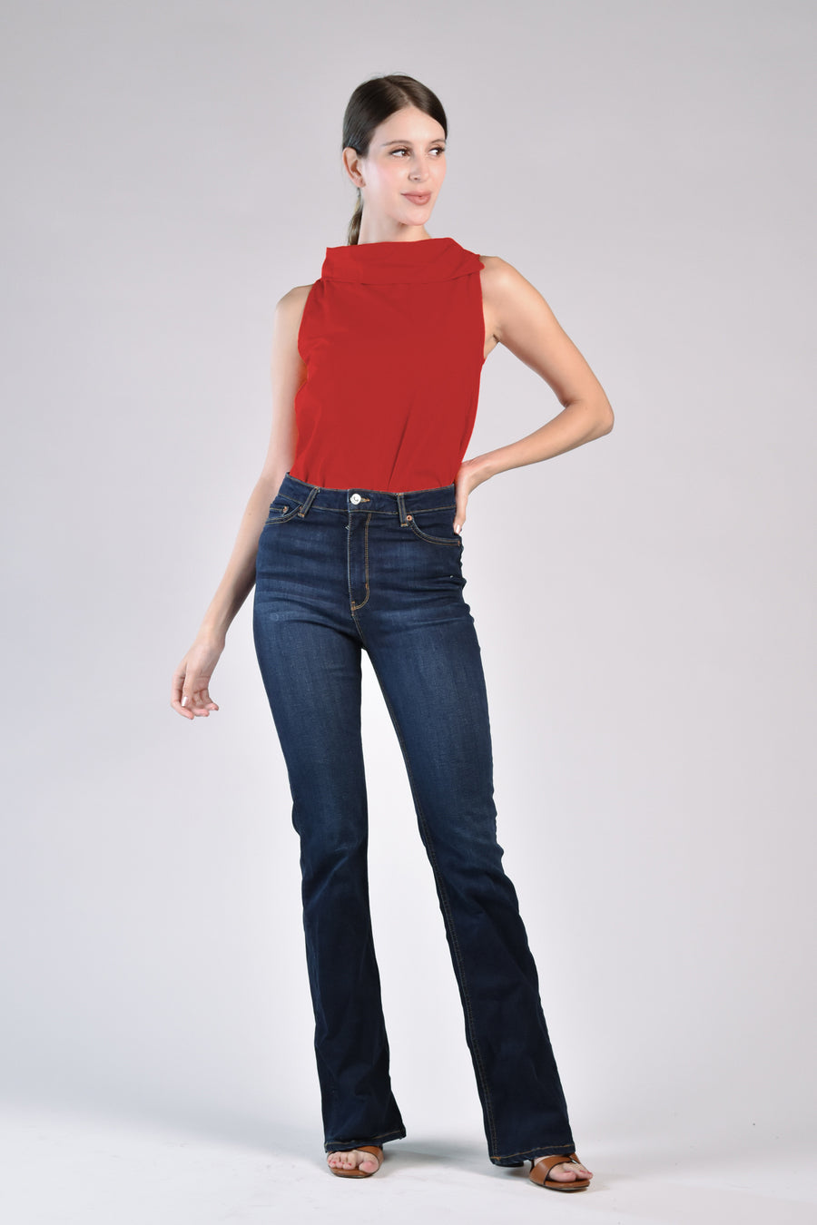 SALVIA Side Collar Top (LIPSTICK RED)