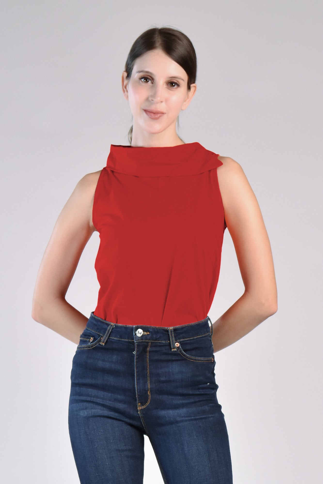 SALVIA Side Collar Top (LIPSTICK RED)
