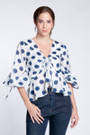 TULLY Drawstring Top (WHITE AND BLUE)