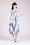 FOXGLOVE Cutout Midi Dress (Blue Stripes)