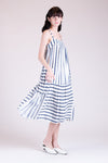 FOXGLOVE Cutout Midi Dress (Blue Stripes)