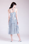 FOXGLOVE Cutout Midi Dress (Blue Stripes)
