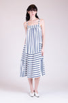 FOXGLOVE Cutout Midi Dress (Blue Stripes)