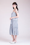FOXGLOVE Cutout Midi Dress (Blue Stripes)
