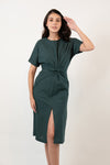 ANAMALAI Twist Front Slit Dress (Forest Green)