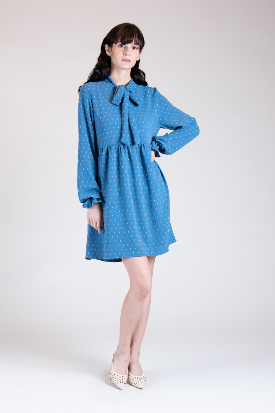 BIARRITZ Swiss Dot Dress (BLUE)