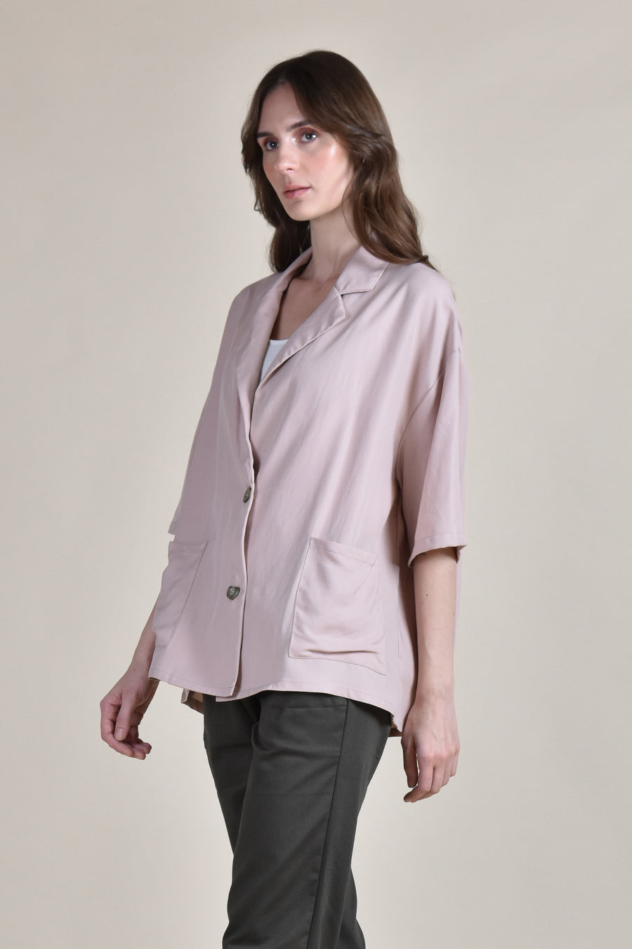 BLAIR Oversized Short Sleeved Blazer (Blush)