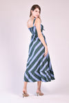 BOWMONT Sweetheart Midi Dress (Stiped Navy and Green)