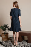 BRADFORD Butterfly Sleeve Dress (NAVY LINEN)