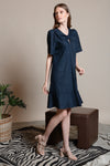 BRADFORD Butterfly Sleeve Dress (NAVY LINEN)
