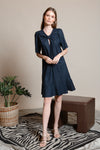 BRADFORD Butterfly Sleeve Dress (NAVY LINEN)