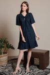BRADFORD Butterfly Sleeve Dress (NAVY LINEN)