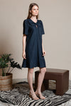 BRADFORD Butterfly Sleeve Dress (NAVY LINEN)